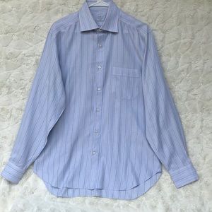 EUC Truzzi Striped Button Down Dress Shirt Sz16.5”